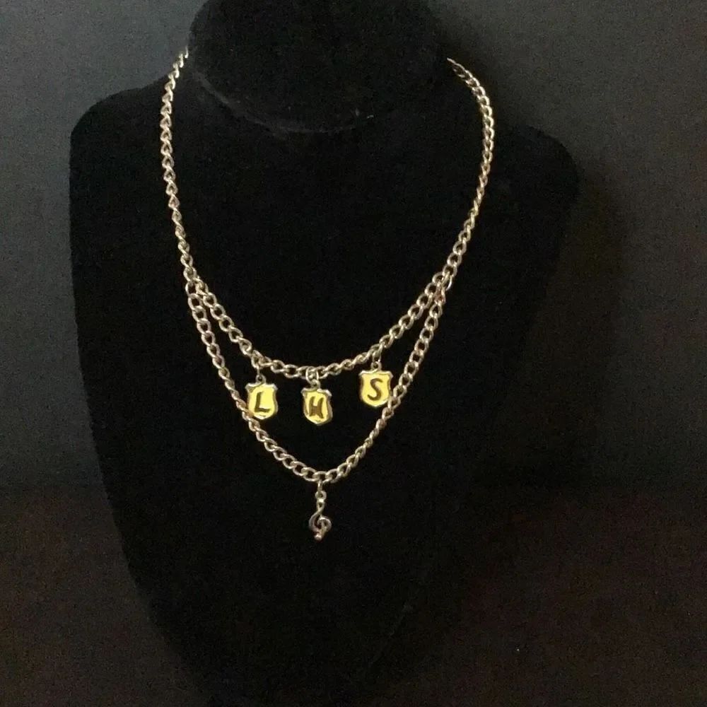 Vintage necklace with LHS initials and music note